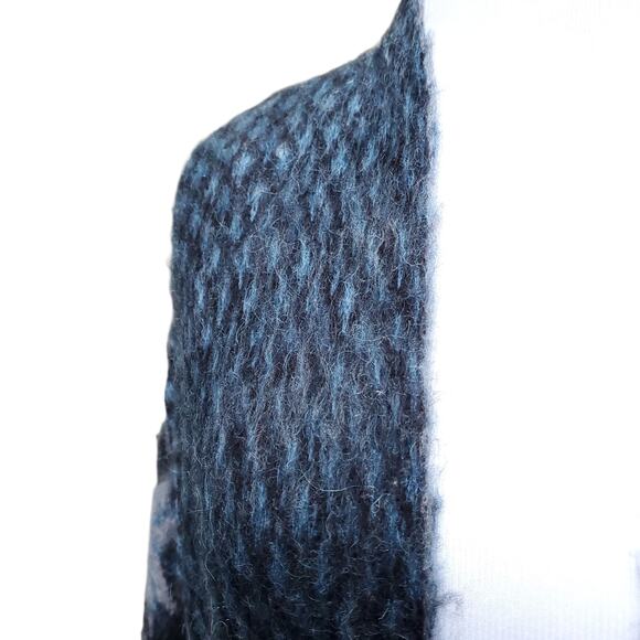 Kerisma Red Blue Fair Isle Open Front Cardigan Sweater Wool Mohair Pockets S / M - Picture 3 of 12